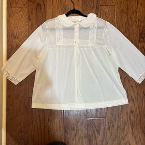 Vintage Texsheen Lingerie Lace Peignoir Top – Size L – Cottagecore / Coquette